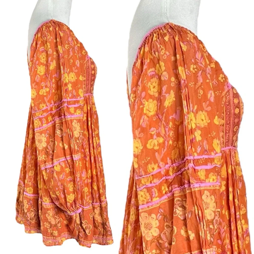 Free People Bohemian Retro 70s Flower Child Endless Afternoon Mini Dress XS